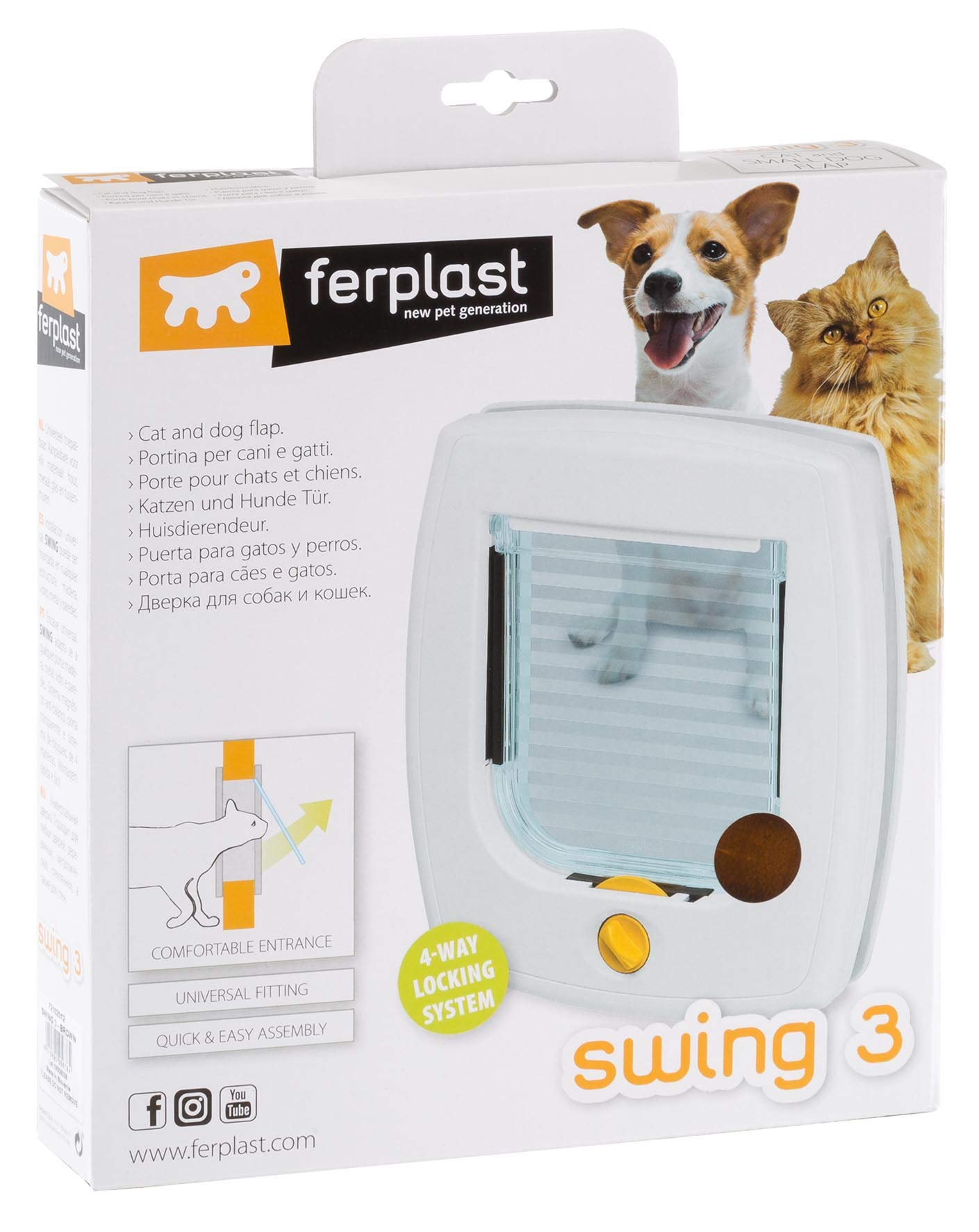 Cat Door Swing 3" w/ 4-Way Locking System | Universal Pet Door in Brown for Interior & Exterior Use Ideal for Small Cats & Dogs Up to 12 Pounds | 1-Year Manufacturer's Warranty - Image 5