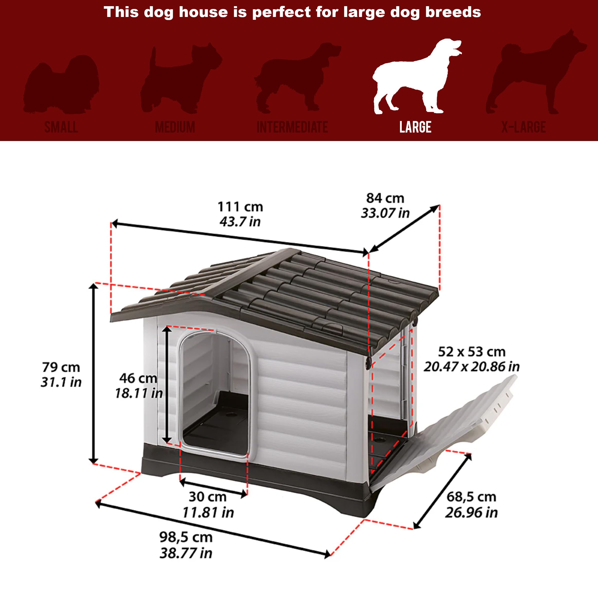 Ferplast Dog Kennel, Gray, 37.4 x 25.98 x 26.77", (87257099) - Image 10
