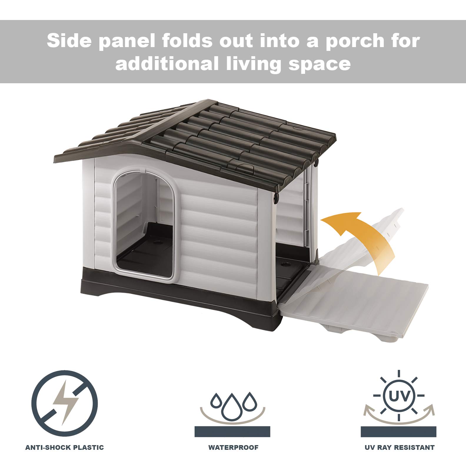 Ferplast Dog Kennel, Gray, 37.4 x 25.98 x 26.77", (87257099) - Image 5