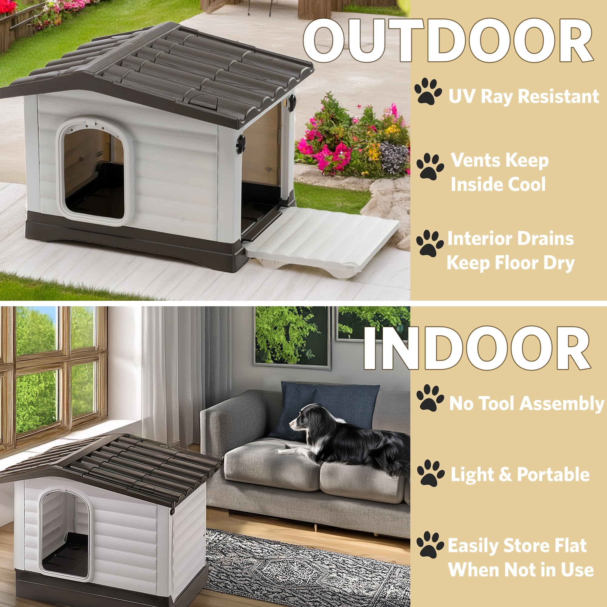 Ferplast Dog Kennel, Gray, 37.4 x 25.98 x 26.77", (87257099) - Image 8