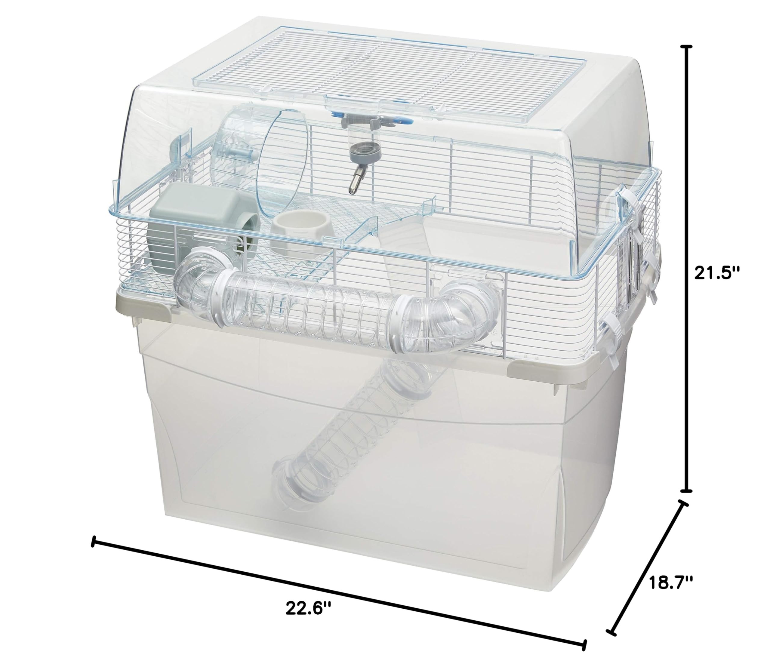 Ferplast Duna Space Hamster Cage, Extra-Deep 11.5-Inch Base Promotes Instinctual Burrowing While Containing Litter & Debris, Includes All Accessories and Play Tunnels, 22.6L x 18.7W x 21.5 Inches - Image 12