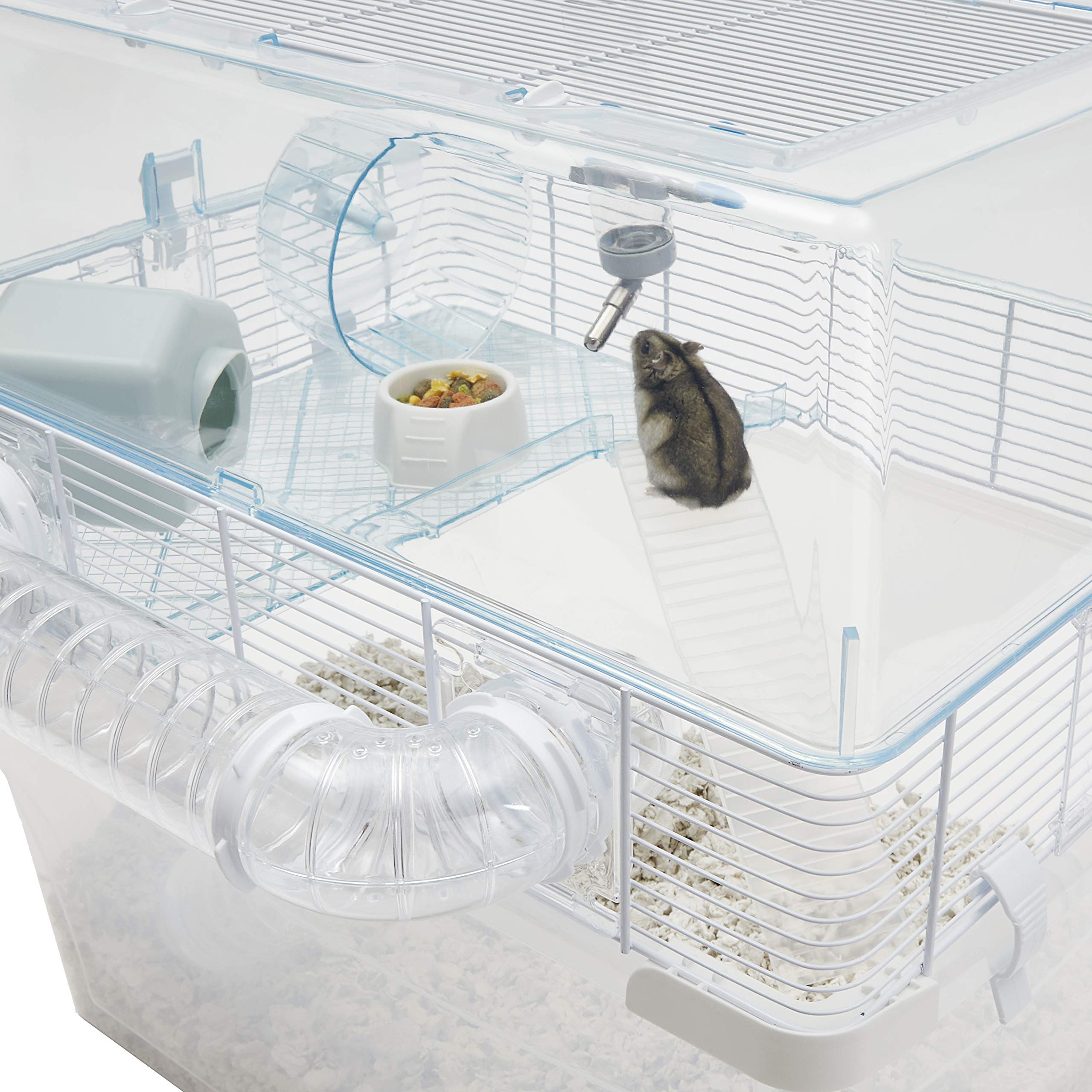 Ferplast Duna Space Hamster Cage, Extra-Deep 11.5-Inch Base Promotes Instinctual Burrowing While Containing Litter & Debris, Includes All Accessories and Play Tunnels, 22.6L x 18.7W x 21.5 Inches - Image 6