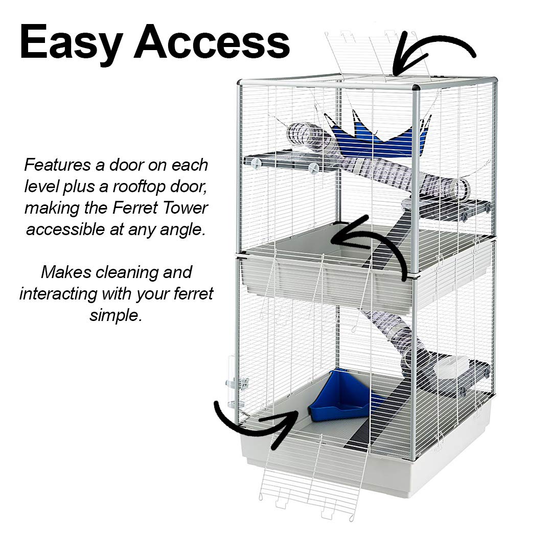 Ferplast Ferret Tower Two-Story Ferret Cage | XXL| Ferret Cage Measures 29.5L x 31.5W x 63.4H - Inches - Image 4