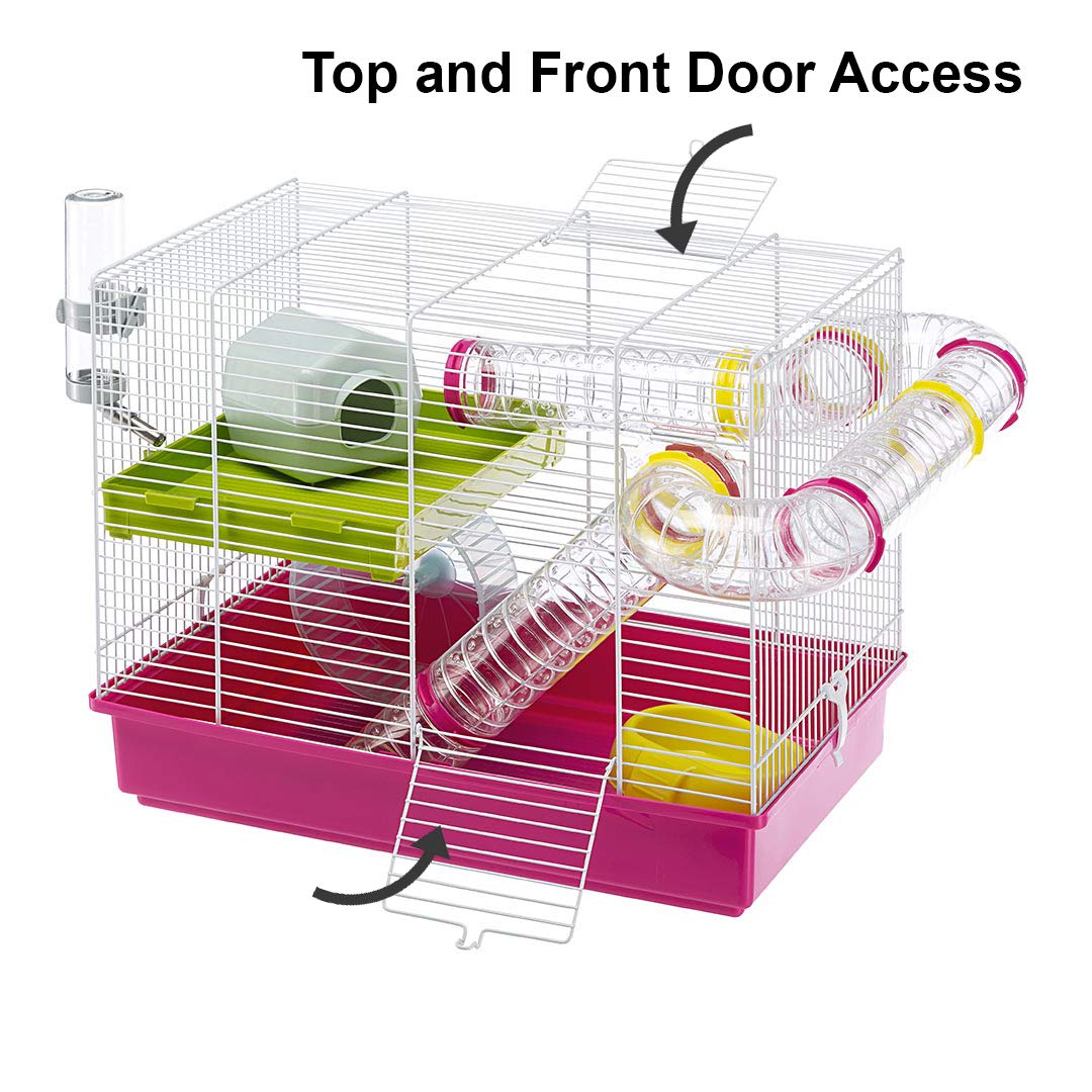 Ferplast Laura Small Hamster Cage | Fun & Interactive Cage Measures 18.11L x 11.61W x 14.8H & Includes All Accessories - Image 4