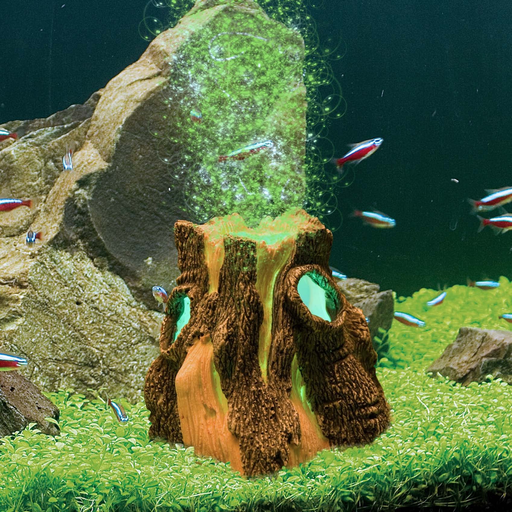 Hydor H2Show Green Stump/Log Kit - Green LED with Bubbles - Image 3